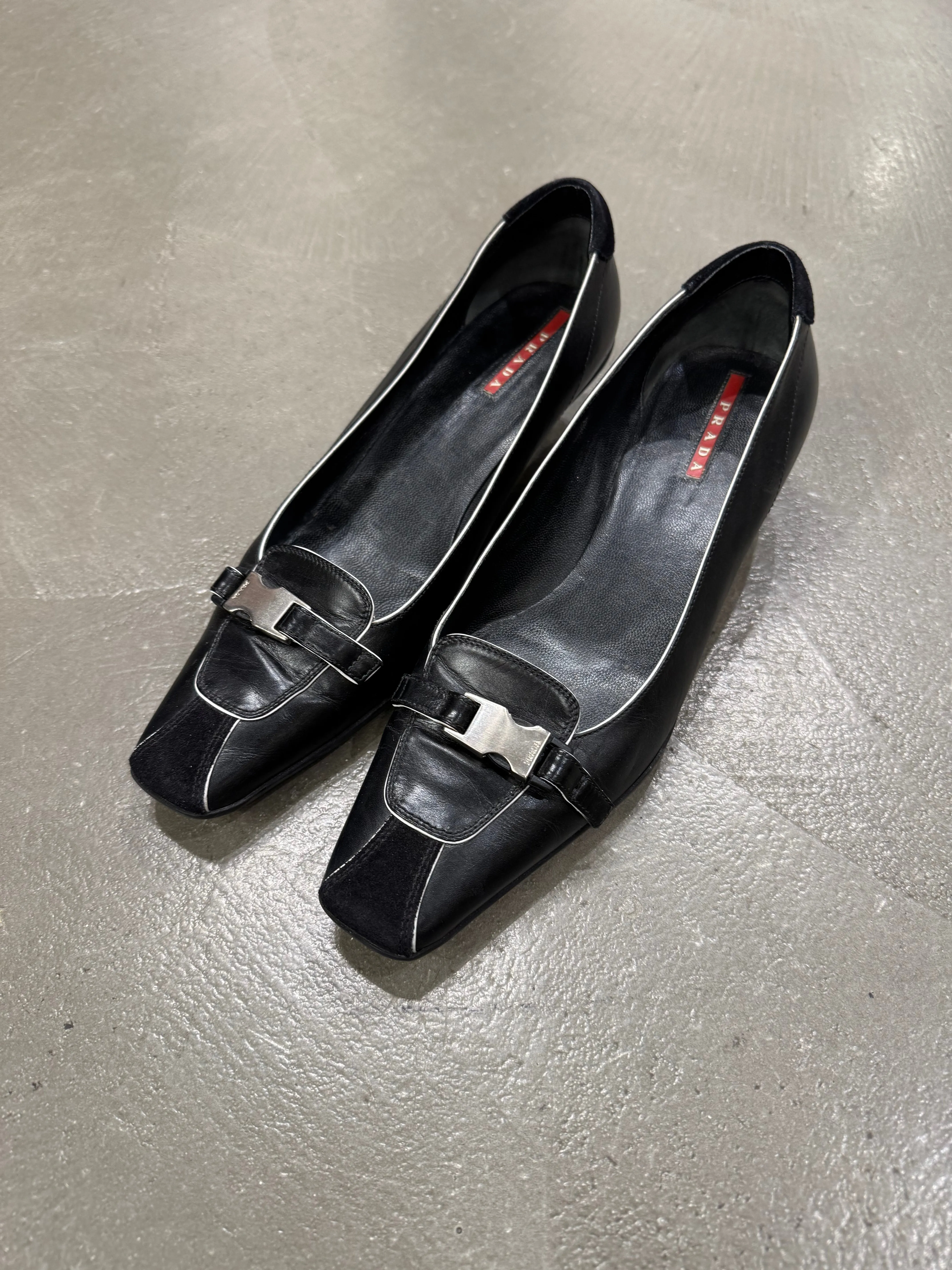 1990s Prada sabot heels with buckle