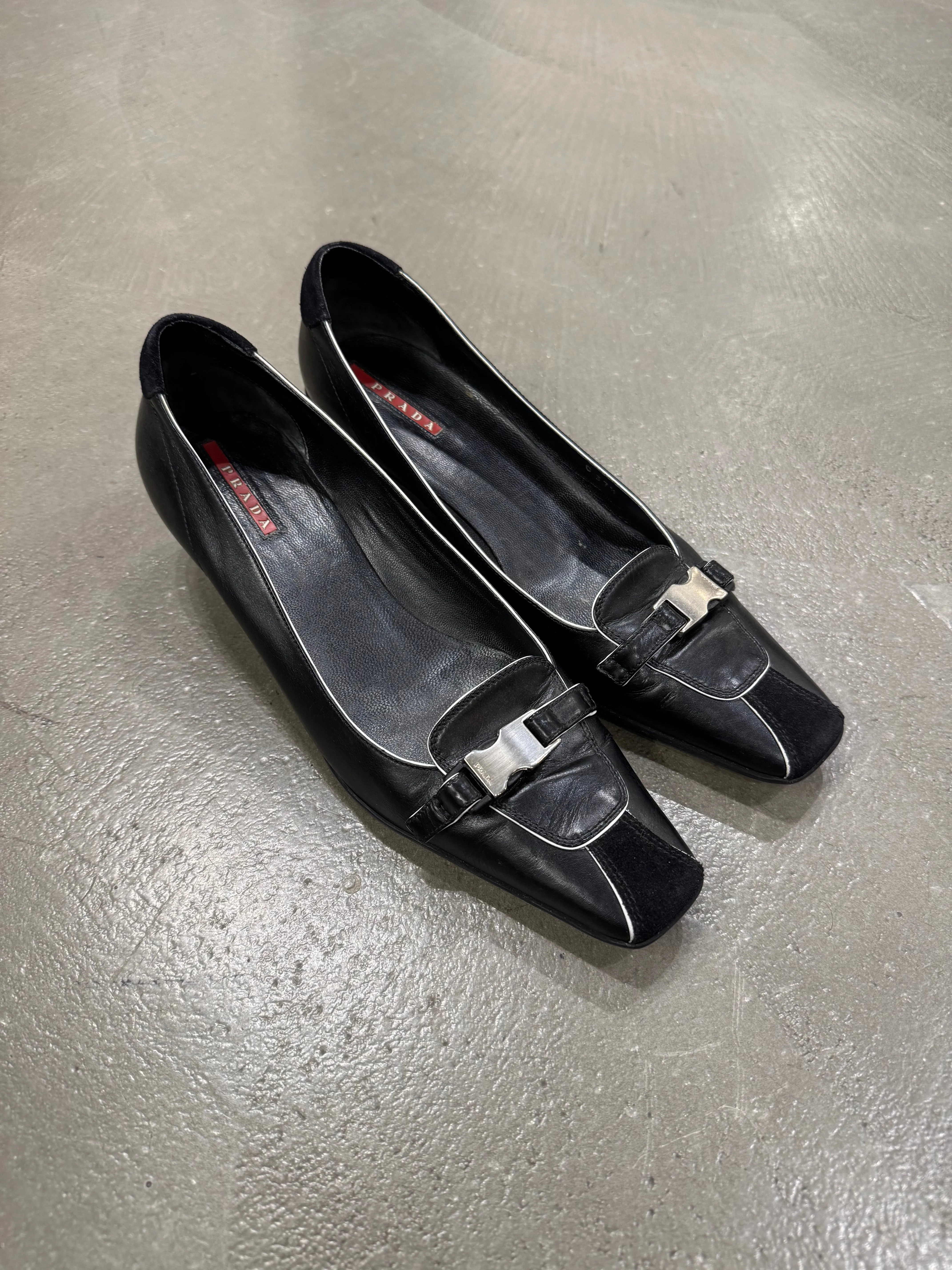 1990s Prada sabot heels with buckle