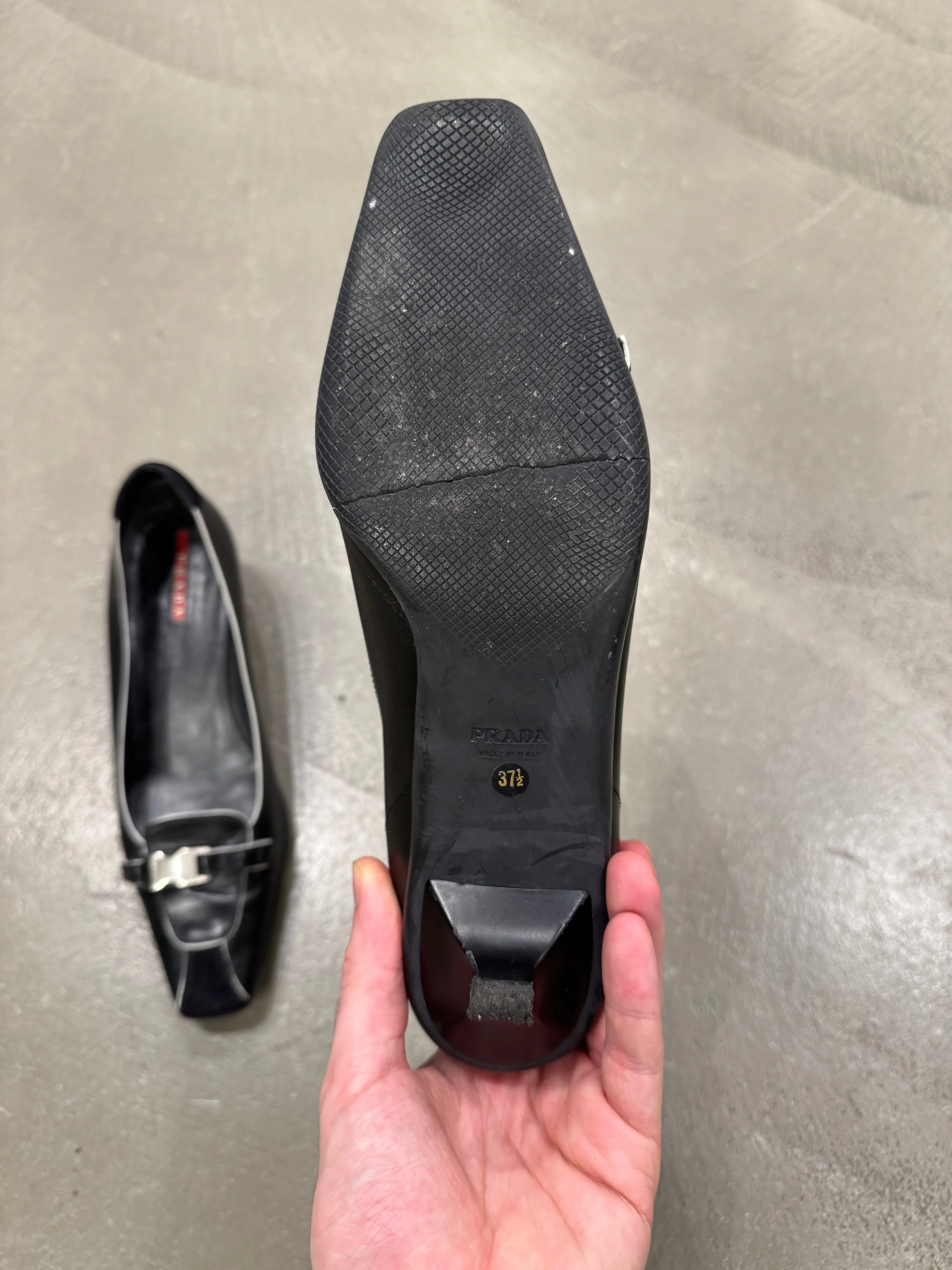 1990s Prada sabot heels with buckle