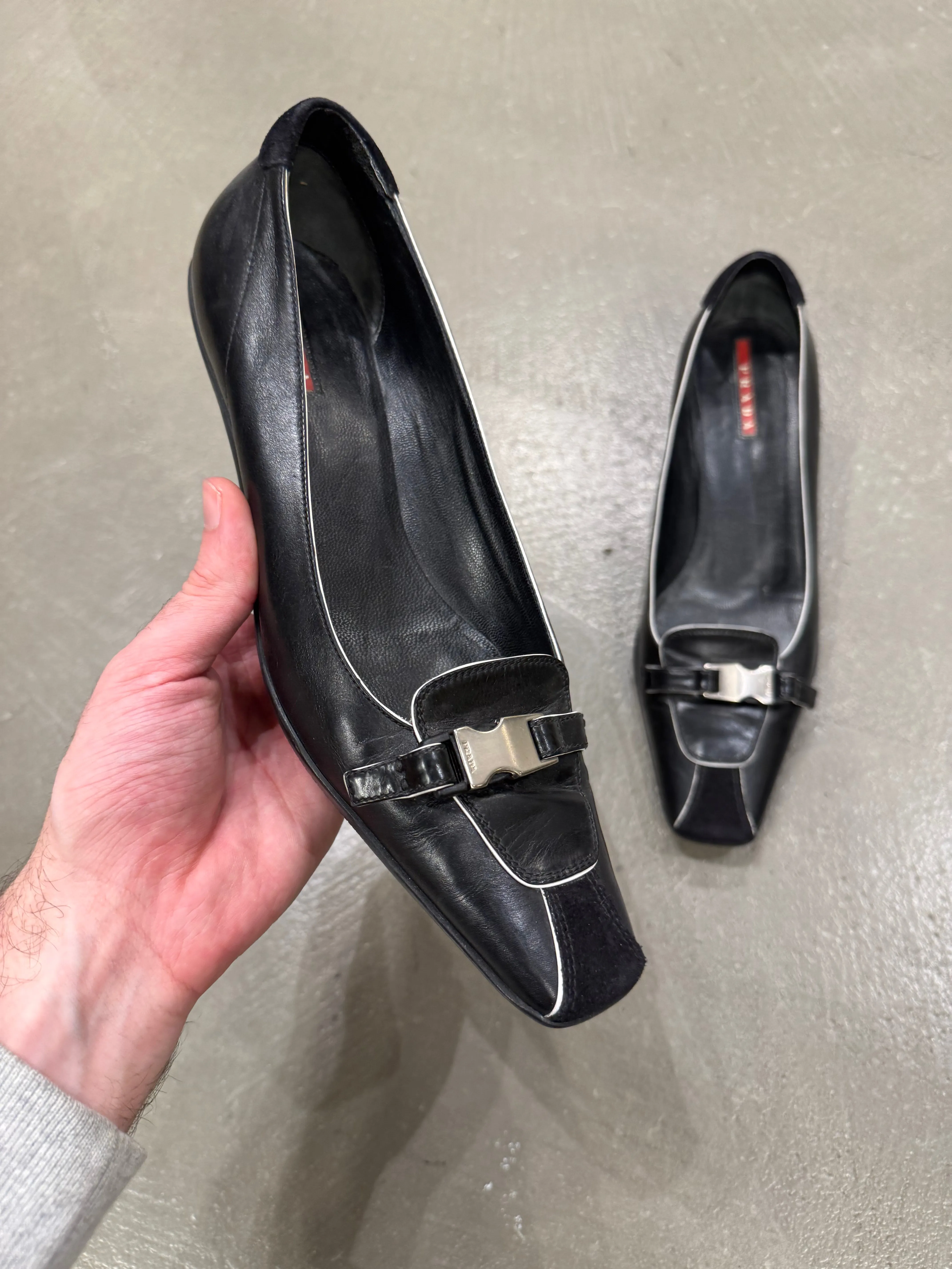 1990s Prada sabot heels with buckle