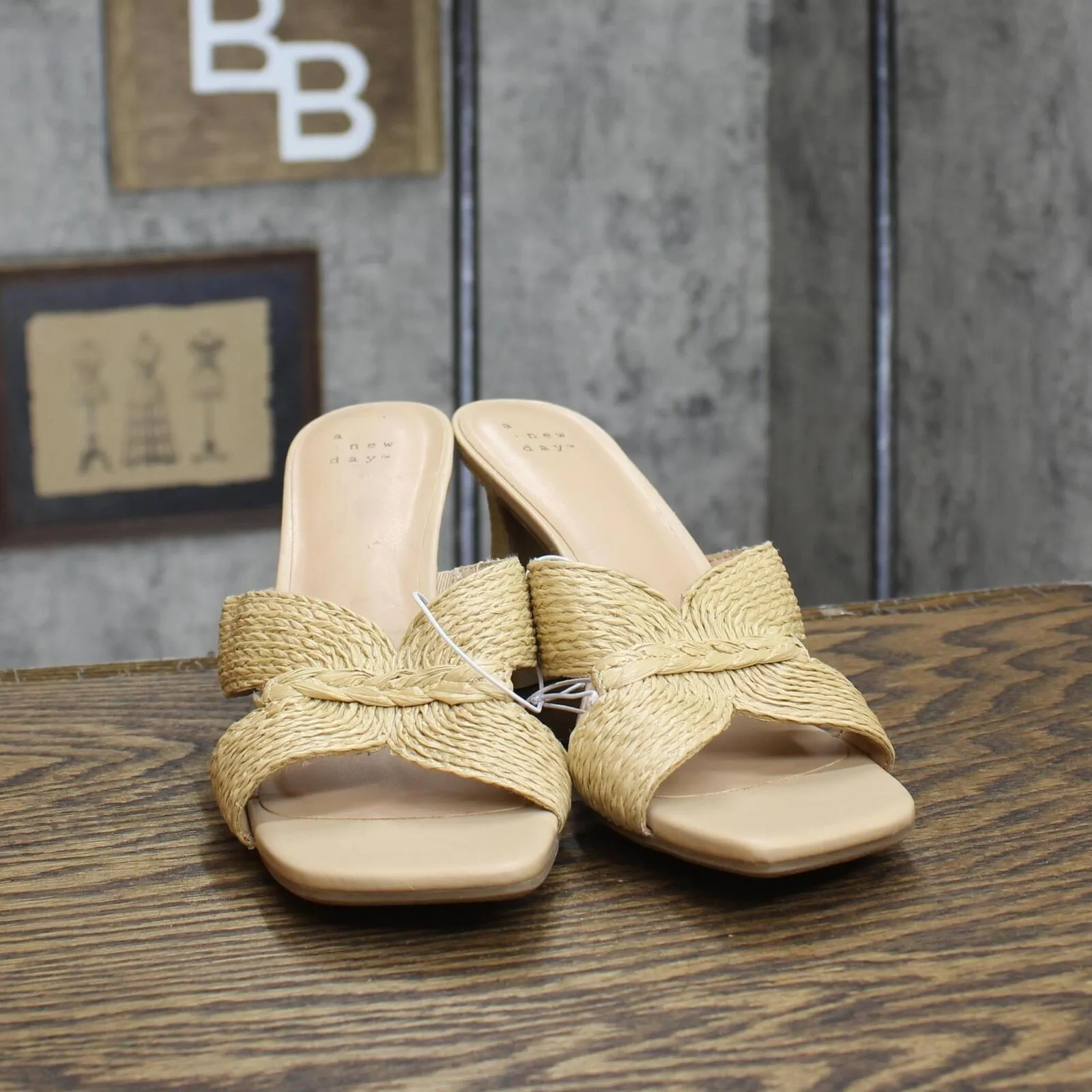 A New Day Women's Tia Mule Heels 89530591 Beige Brown 8.5M