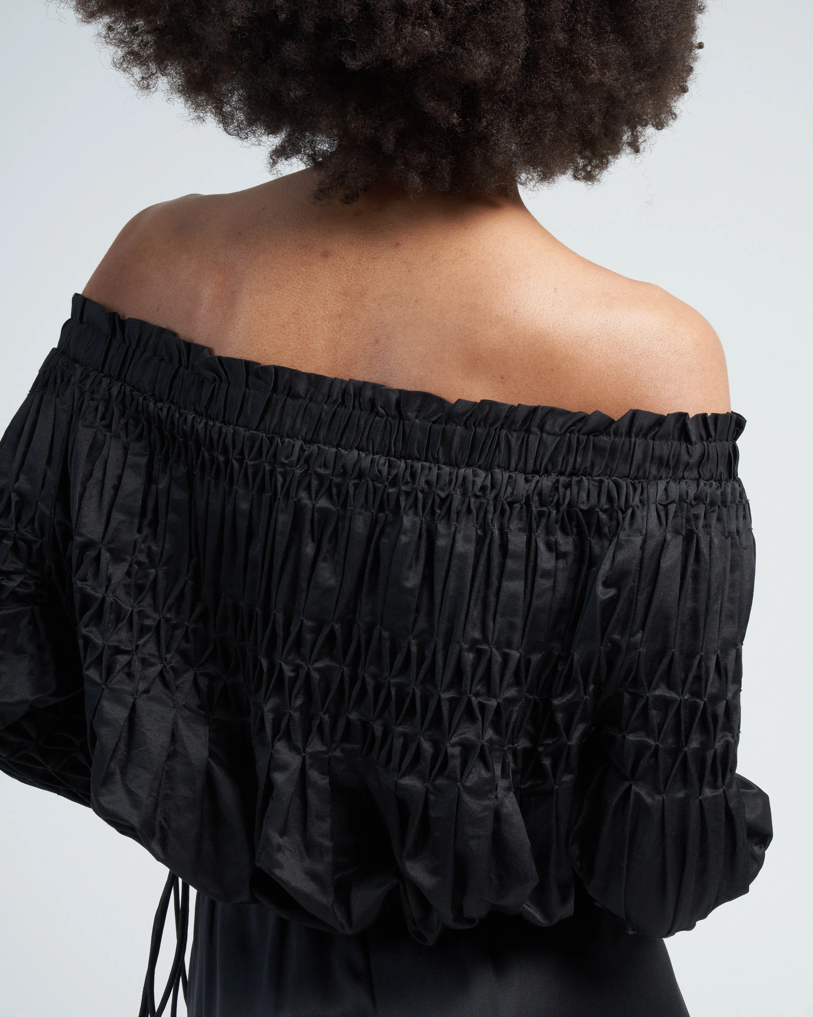 abbot cotton silk woven top - black