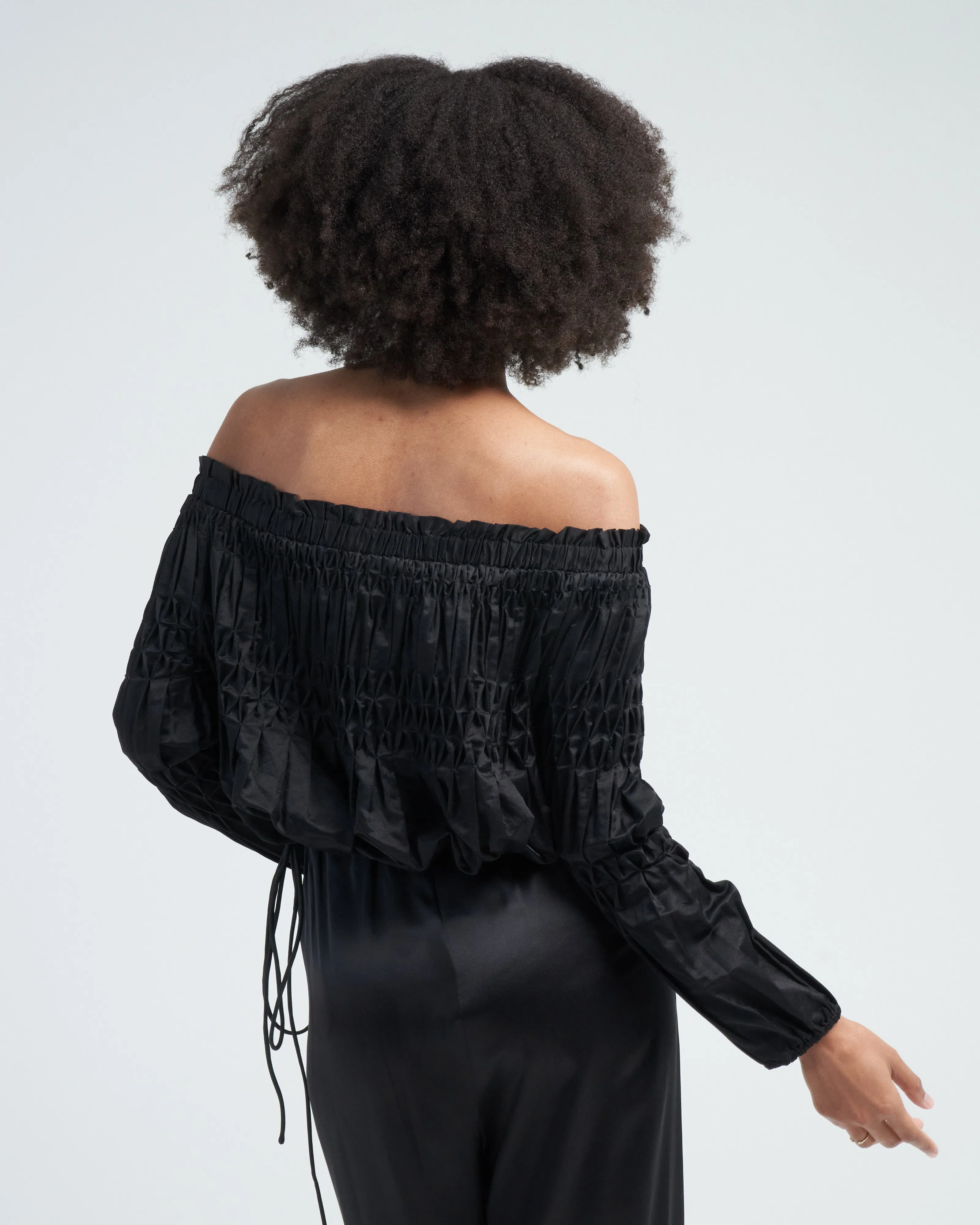 abbot cotton silk woven top - black
