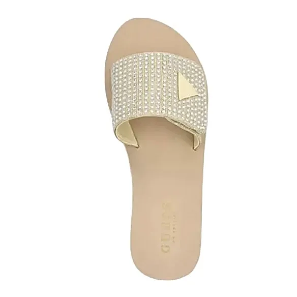 ABET Women's Open Toe Rhinestone Platform Slide Sandals