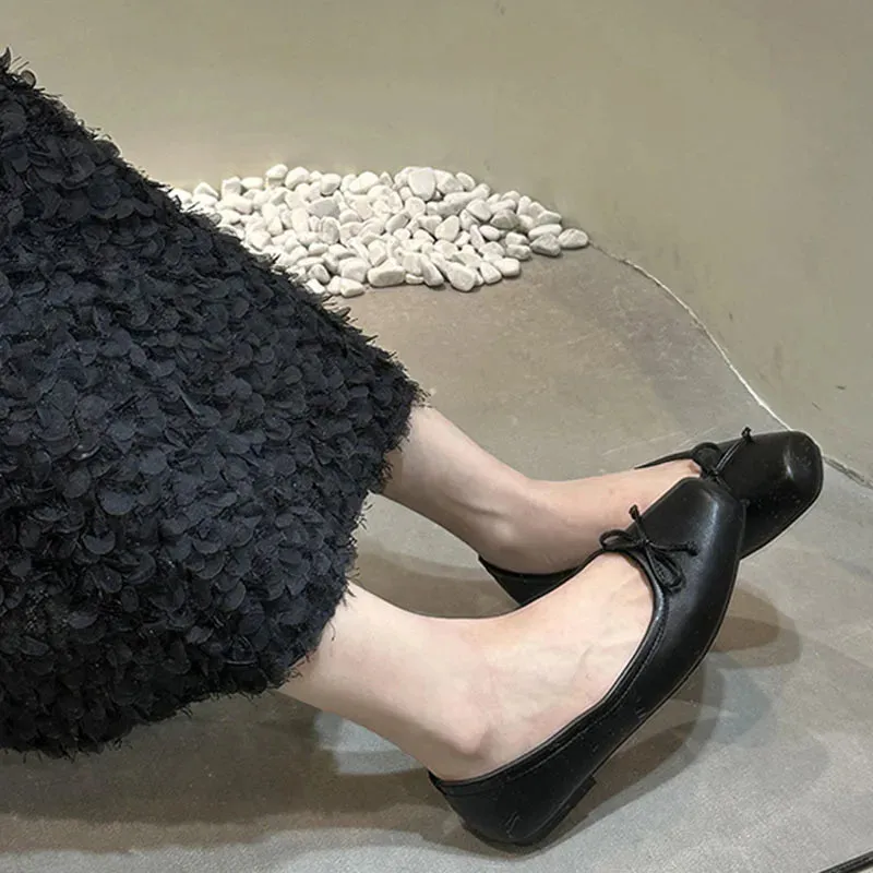 ADVBRIDGE  -  Sliver New Women Flat Shoes Fashion Square Toe Shallow Slip On Ladies Casual Ballet Shoes Soft Leather Outdoor Loafers S