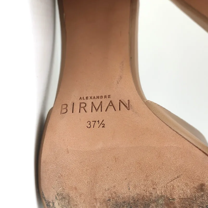 Alexandre Birman Crystal-Embellished High Heel Mules Nude Leather Size 37.5