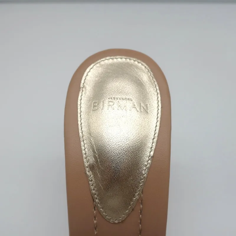 Alexandre Birman Crystal-Embellished High Heel Mules Nude Leather Size 37.5