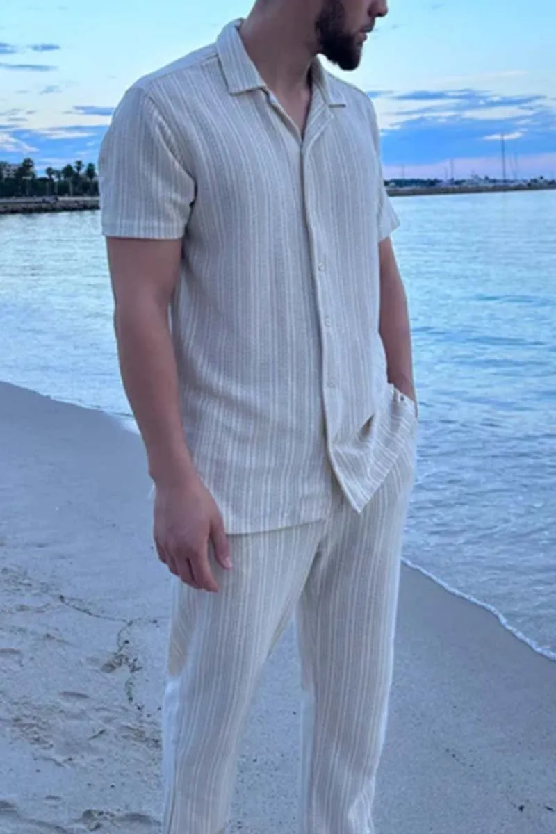 Andrew – Comfortable Men’s Striped Outfit Set