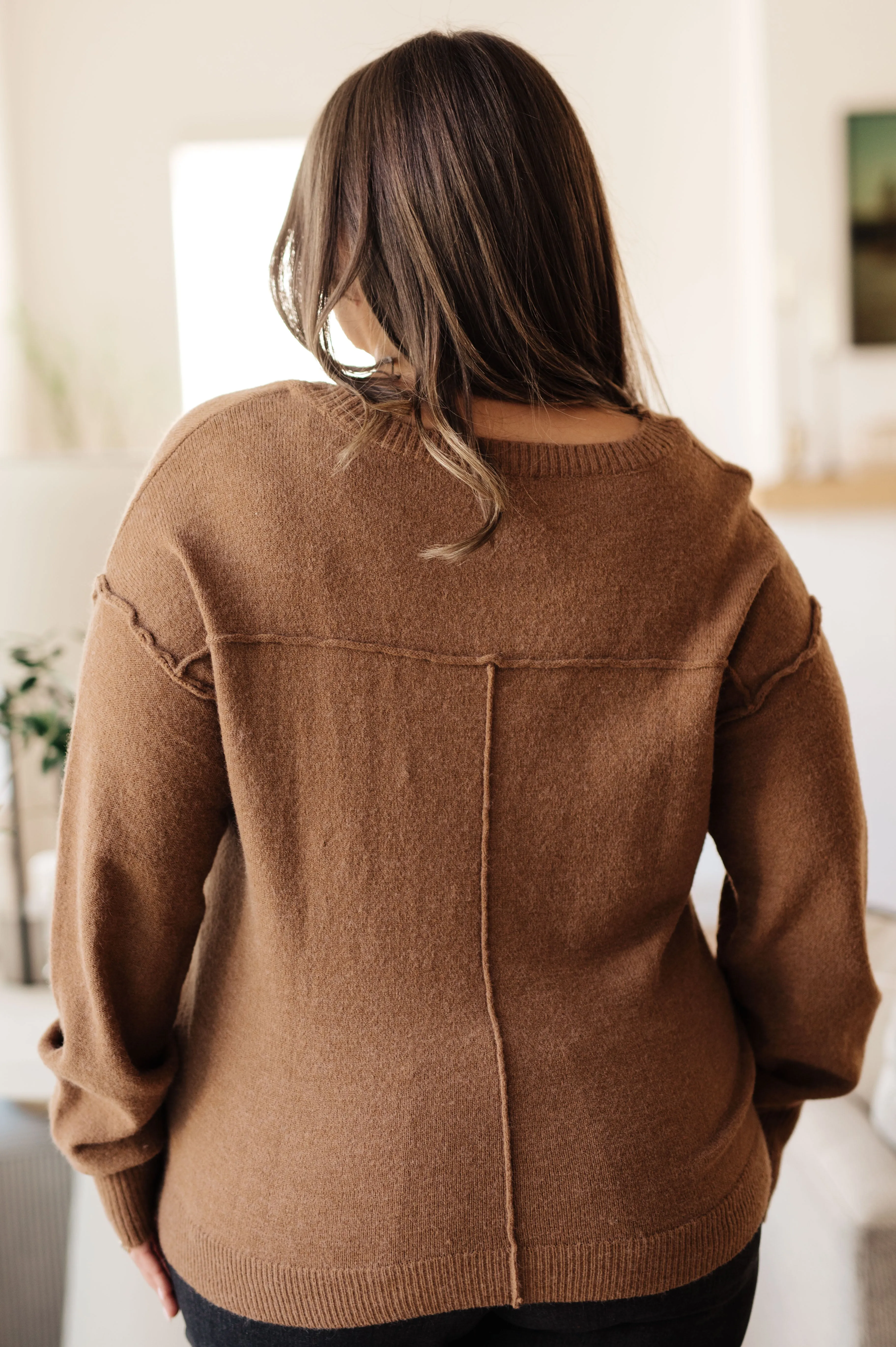 Back to Life V-Neck Sweater in Mocha!