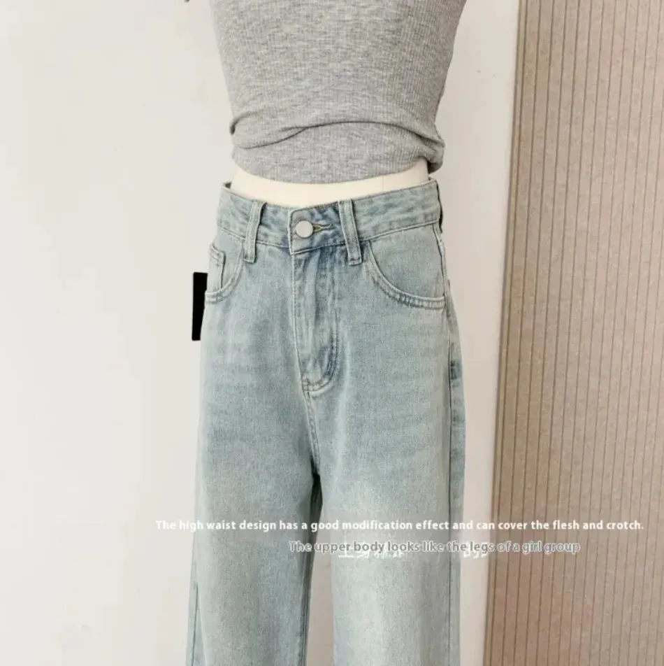 Ballet Embroidery Light Blue Wide-Leg Jeans