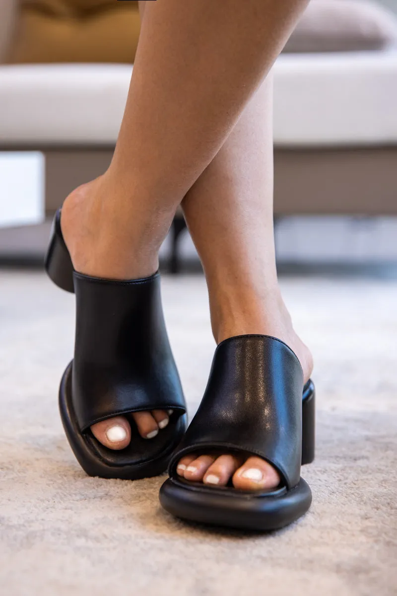 Bedford Open Toe Leather Mule - Black