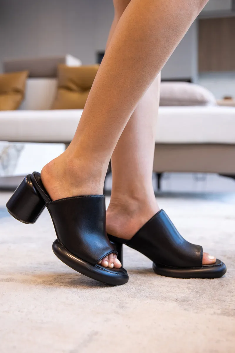 Bedford Open Toe Leather Mule - Black