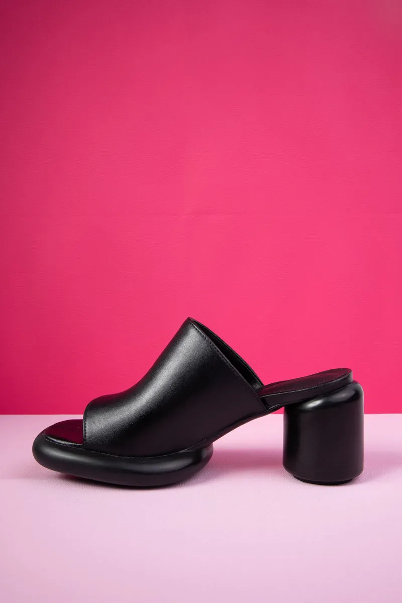 Bedford Open Toe Leather Mule - Black
