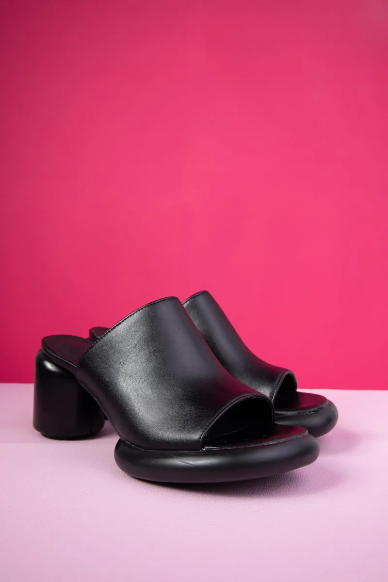 Bedford Open Toe Leather Mule - Black