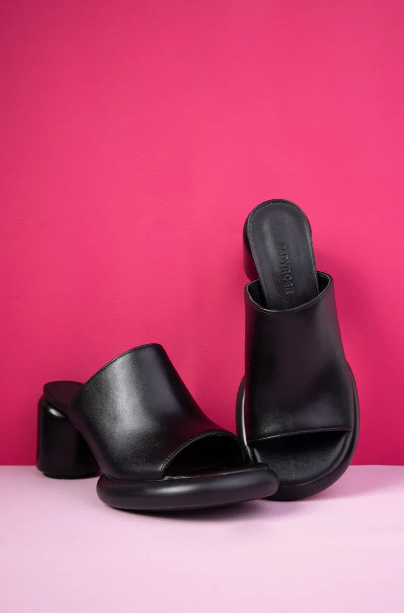 Bedford Open Toe Leather Mule - Black