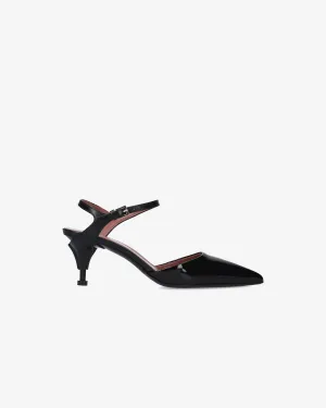 Black Patent Leather and Black Calf Mules