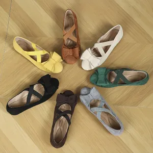 Bowknot Crisscross Strap Ballet Flats