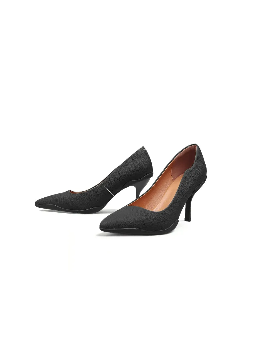 Caspere Black Leather Stilettos