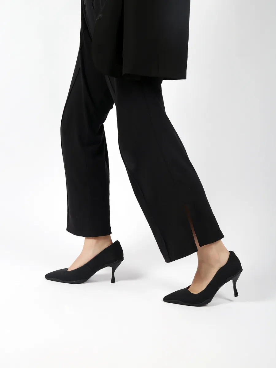 Caspere Black Leather Stilettos