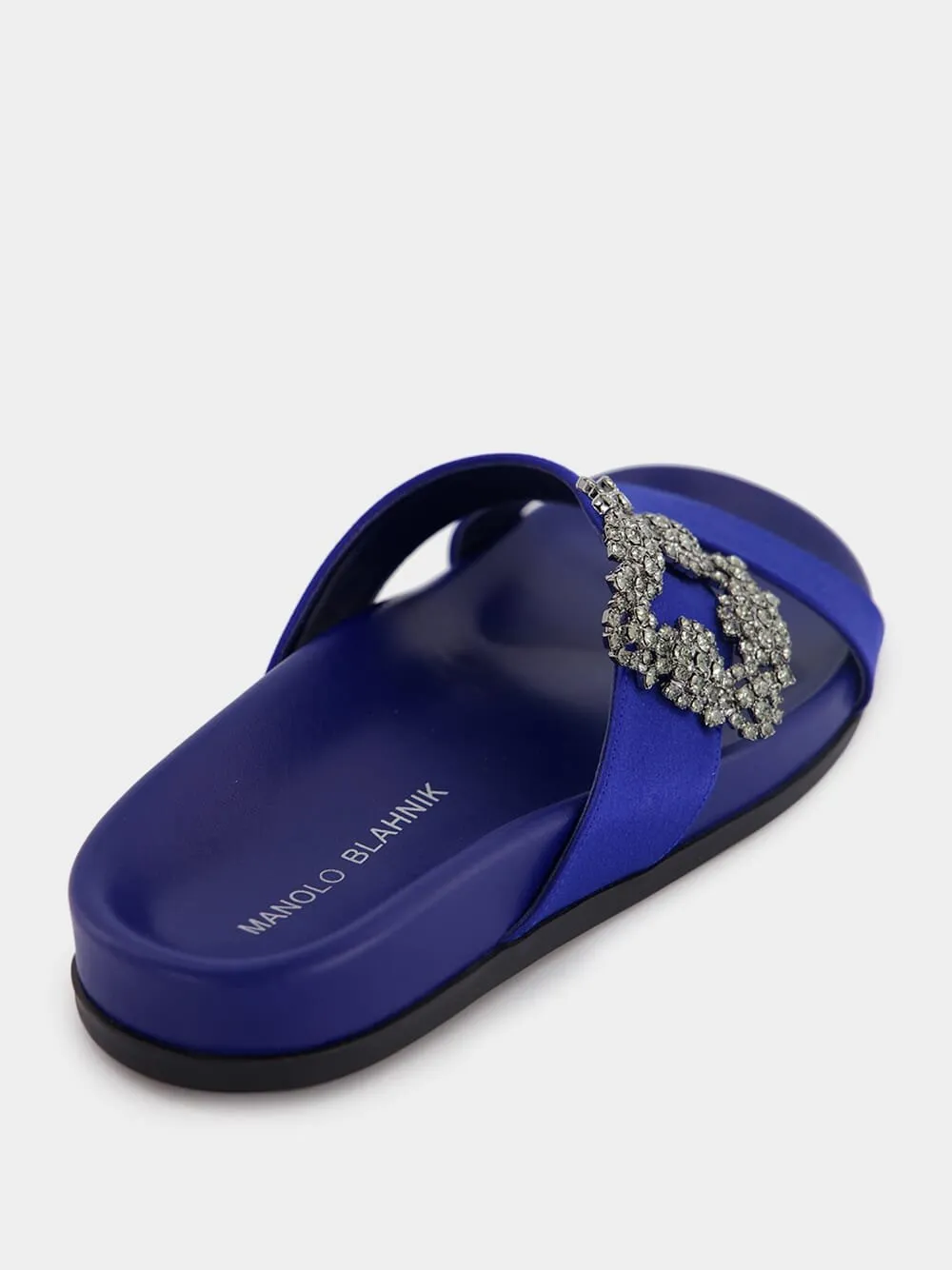 Chilanghi Blue Satin Flat Sandals