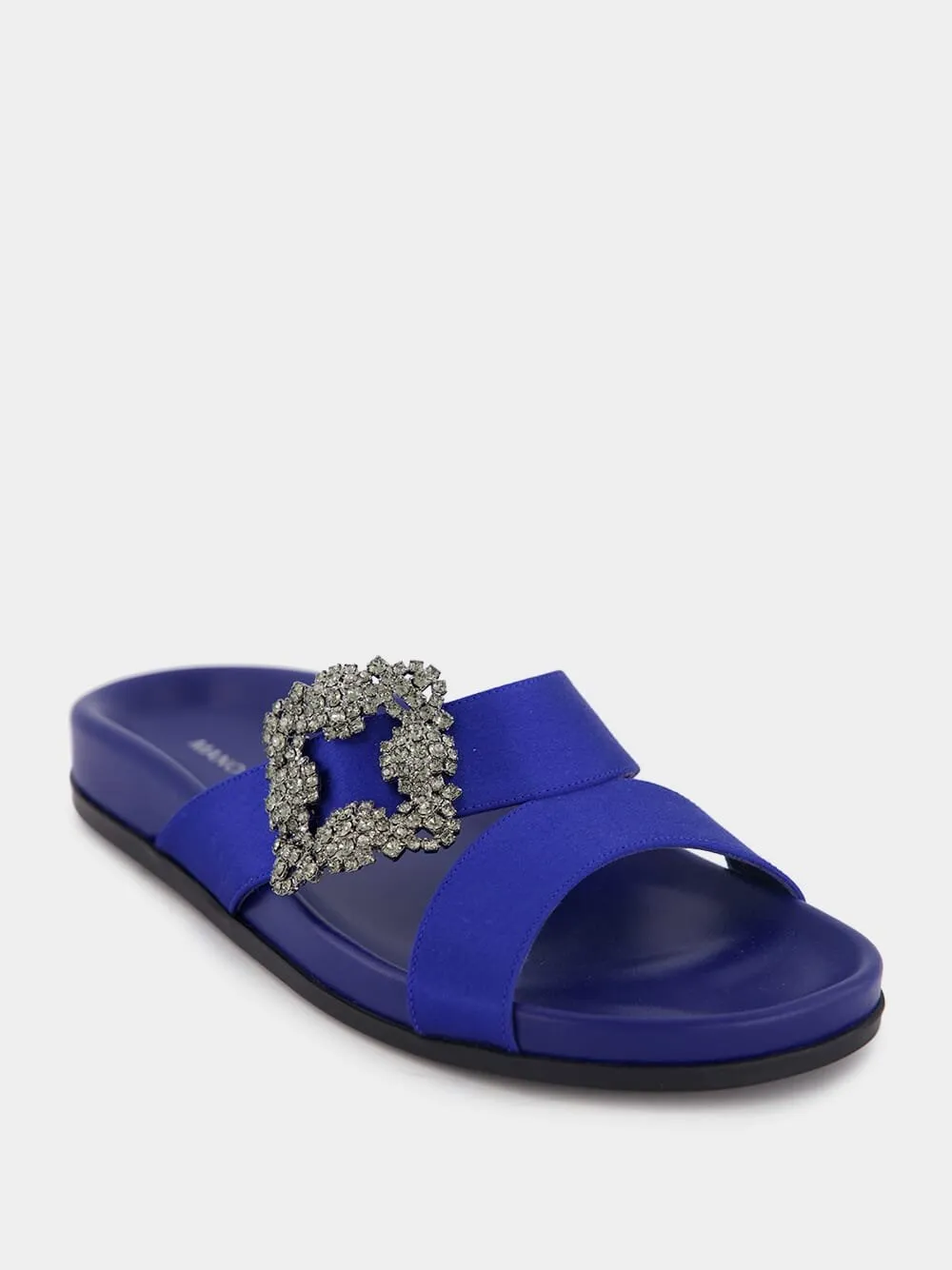 Chilanghi Blue Satin Flat Sandals