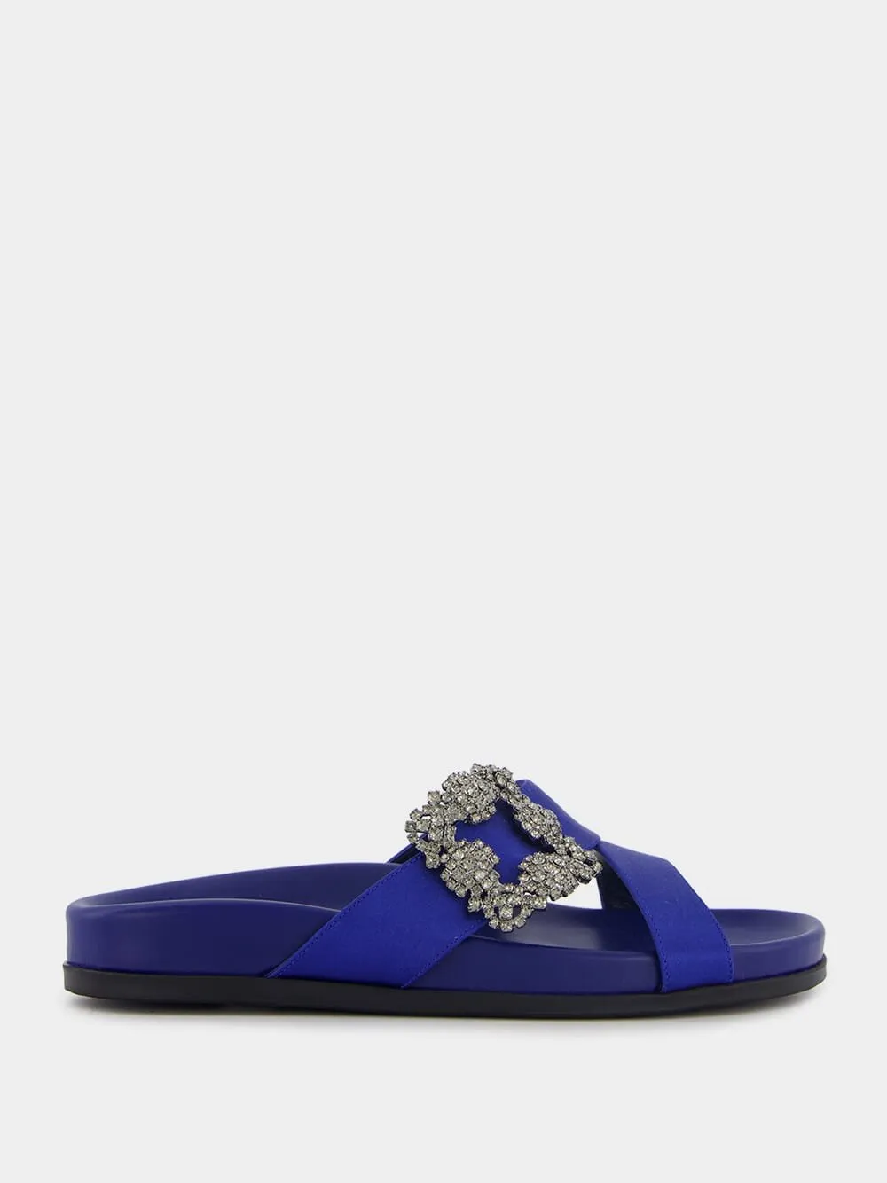 Chilanghi Blue Satin Flat Sandals