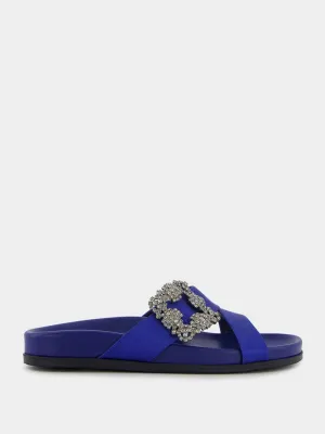 Chilanghi Blue Satin Flat Sandals