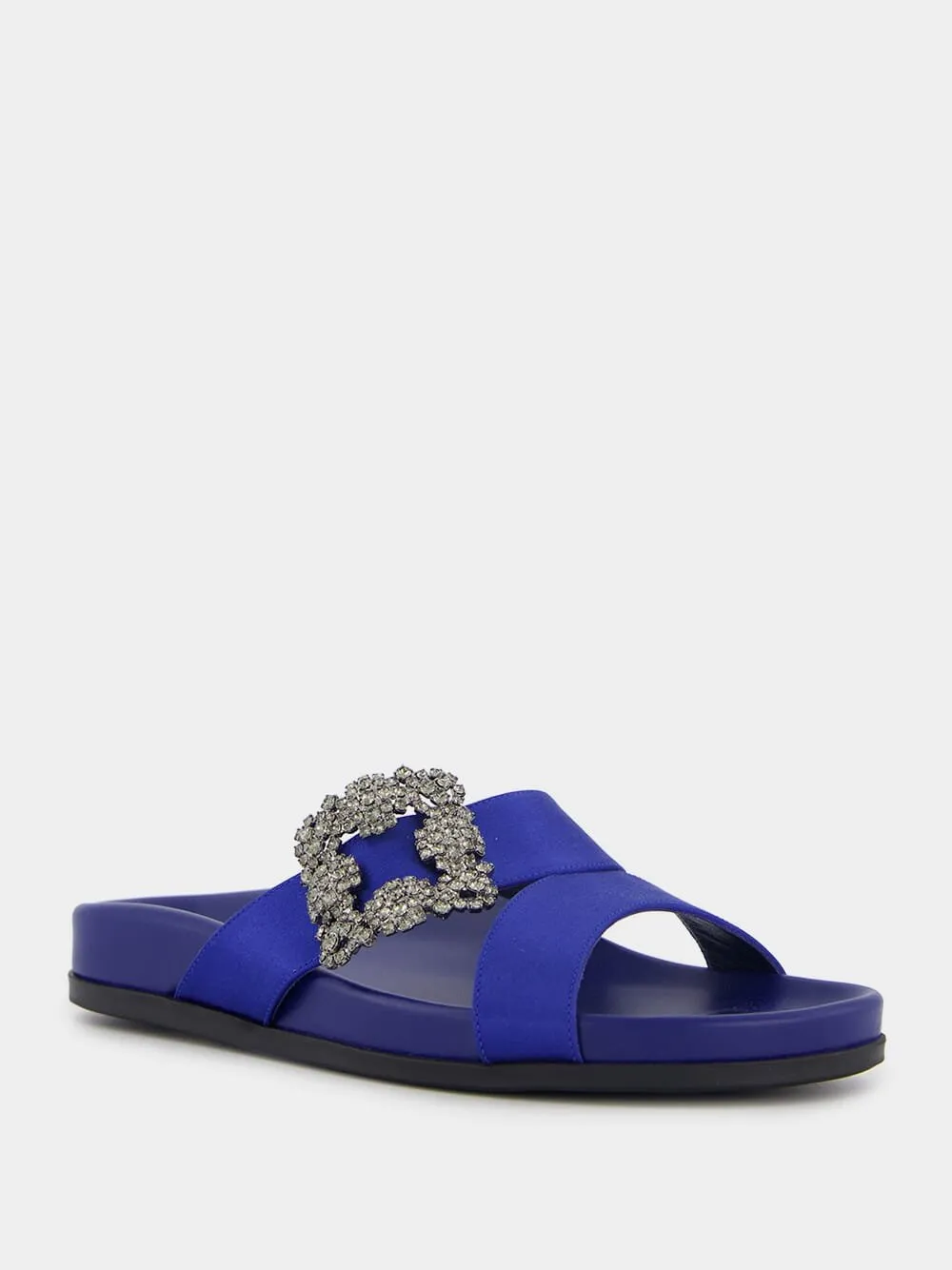 Chilanghi Blue Satin Flat Sandals