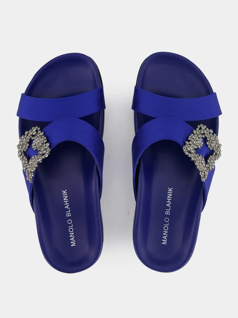 Chilanghi Blue Satin Flat Sandals