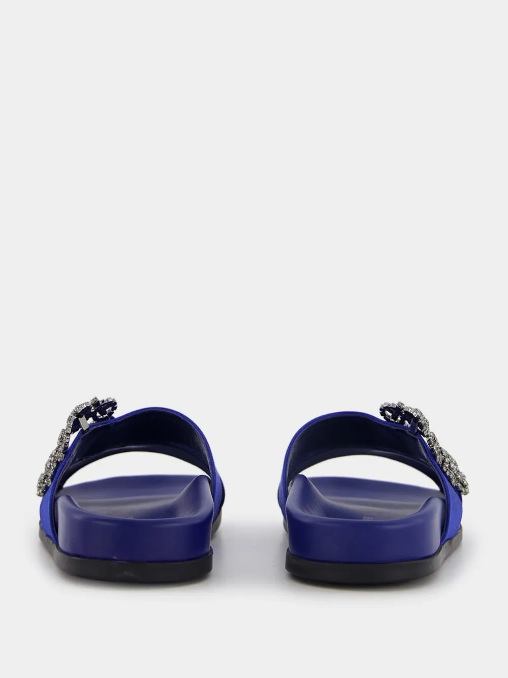 Chilanghi Blue Satin Flat Sandals