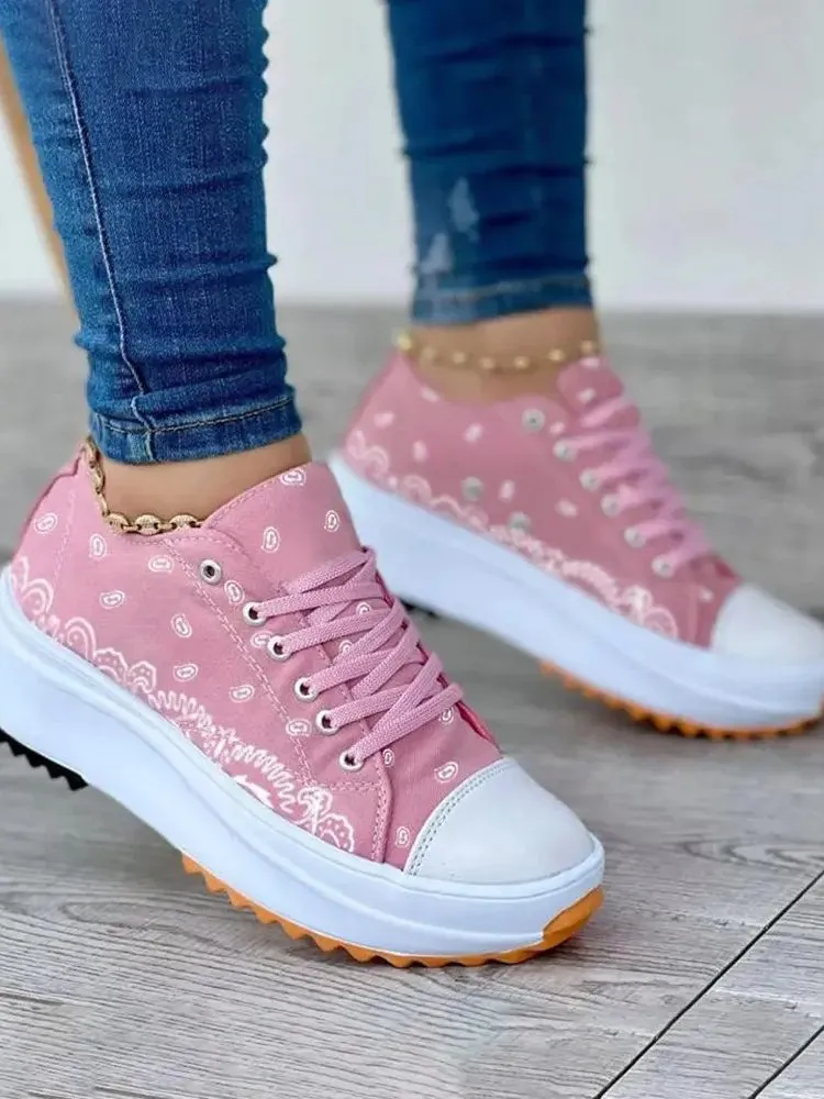 Color Blocking Pattern Convas Sneaker