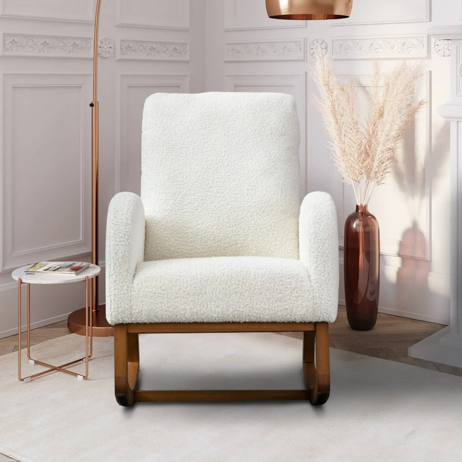 Comfortable Living Room Rocking Chair Solid Wood Nursery Lounge with