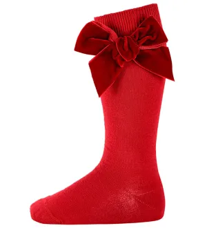 Condor Velvet bow socks - red 578