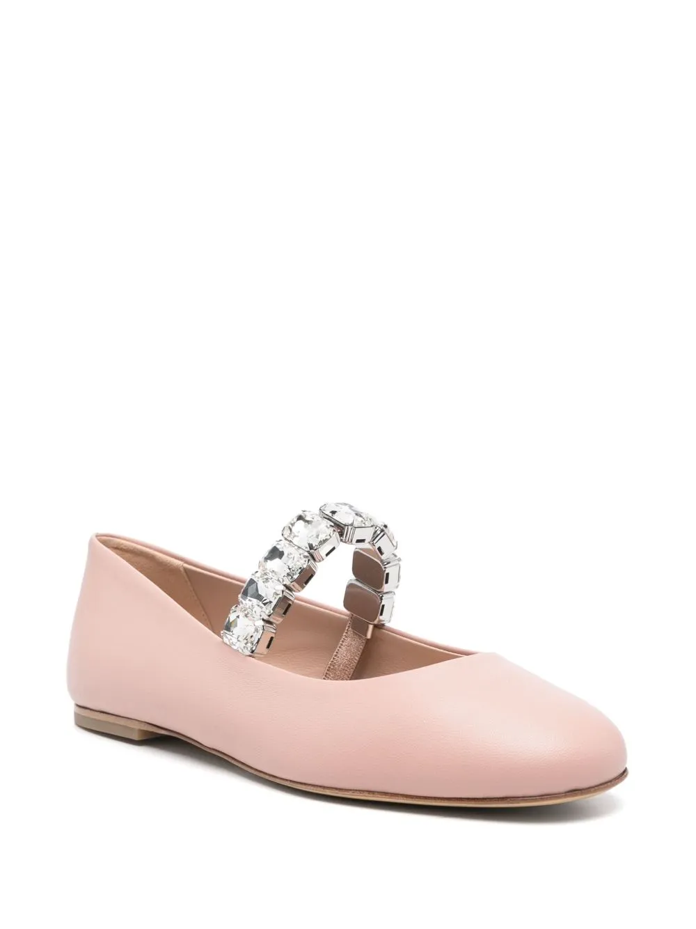 Crystal leather ballet flats