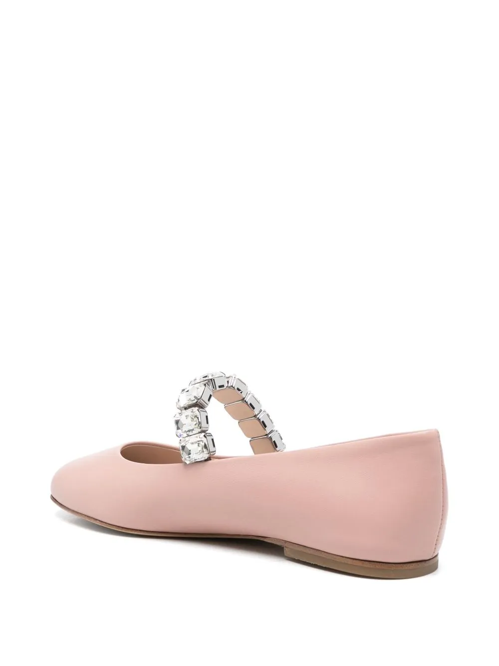 Crystal leather ballet flats