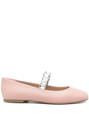 Crystal leather ballet flats