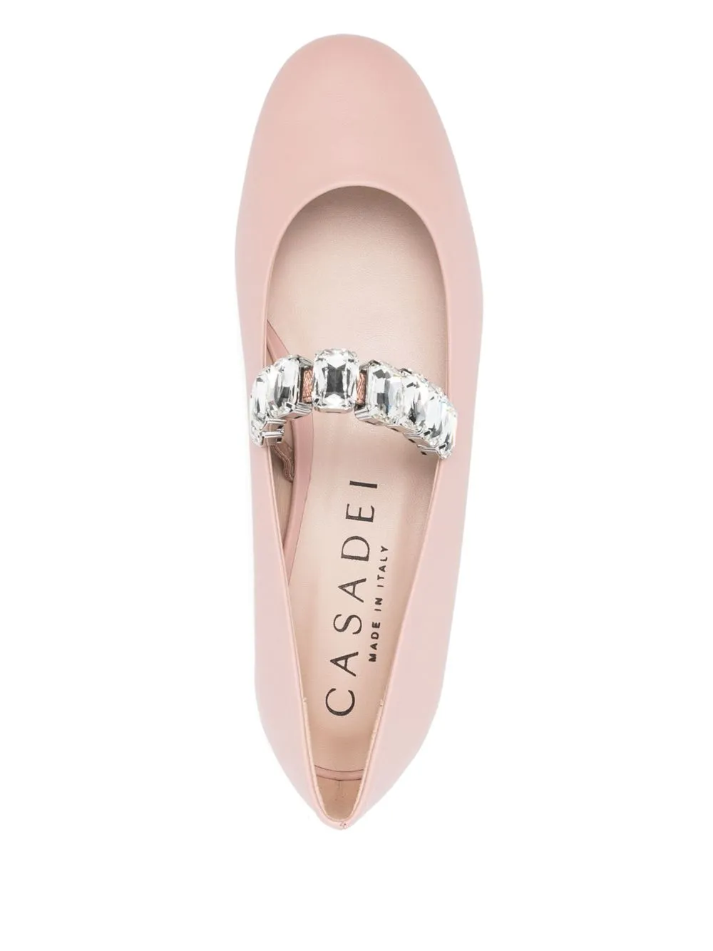 Crystal leather ballet flats
