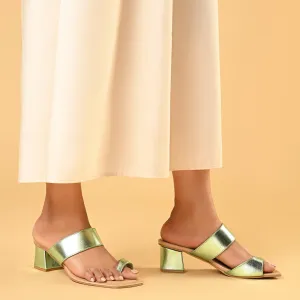 Dahlia Metallic Green Heels For Women
