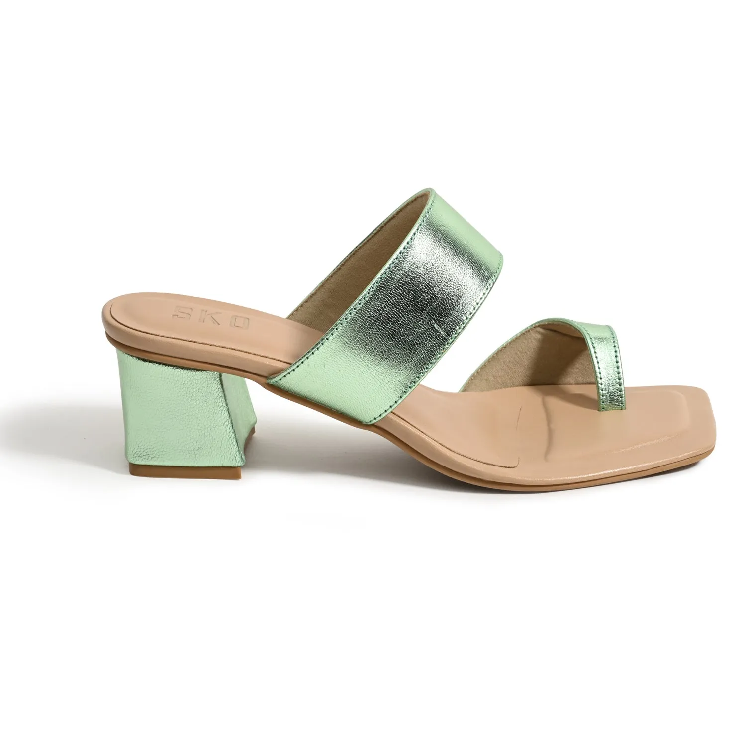 Dahlia Metallic Green Heels For Women