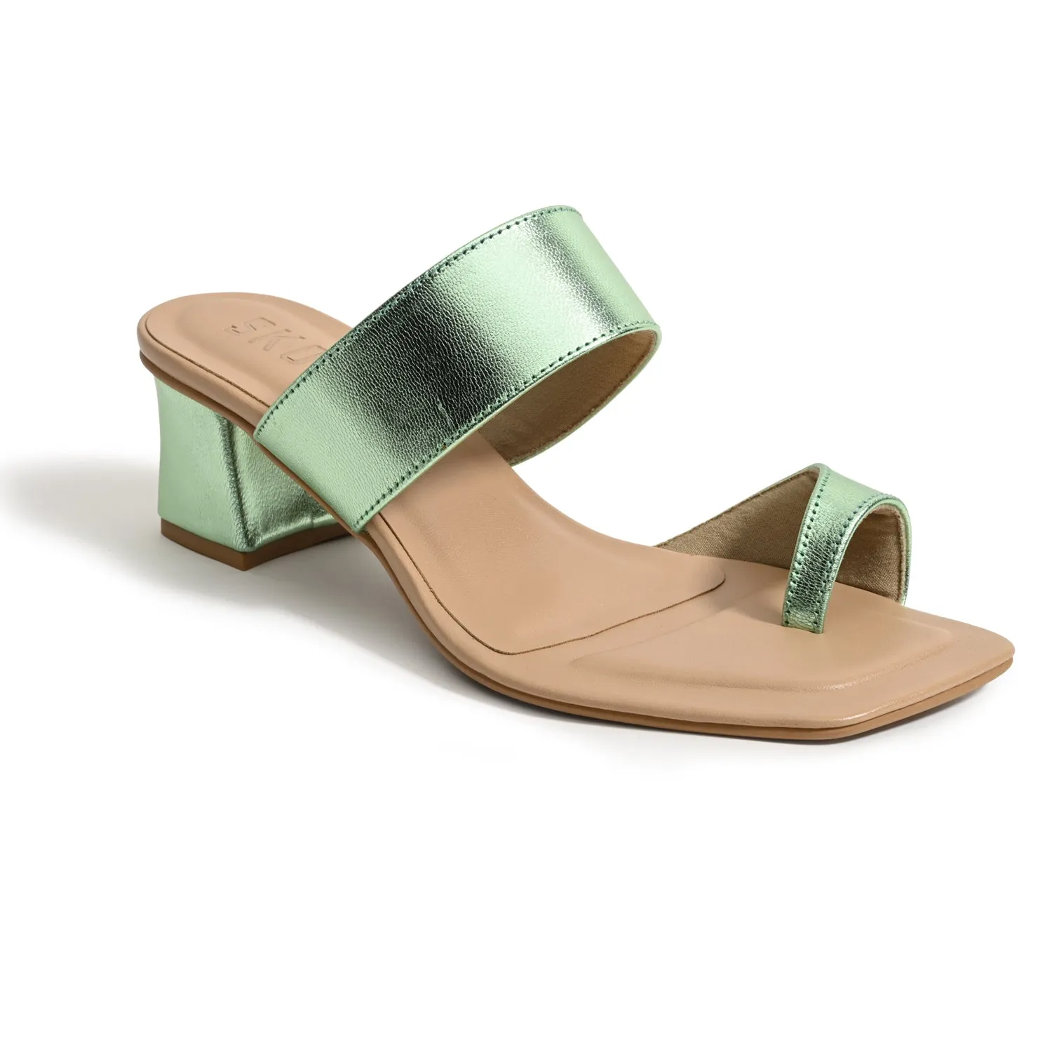 Dahlia Metallic Green Heels For Women