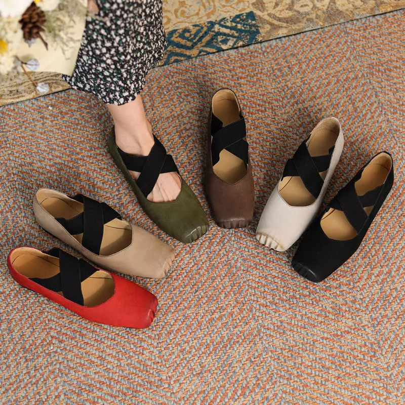 Demi Black Square toe Ballet Flats