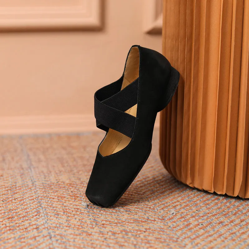 Demi Black Square toe Ballet Flats