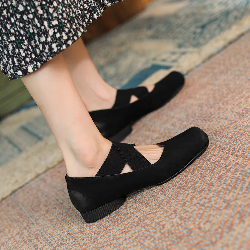 Demi Black Square toe Ballet Flats