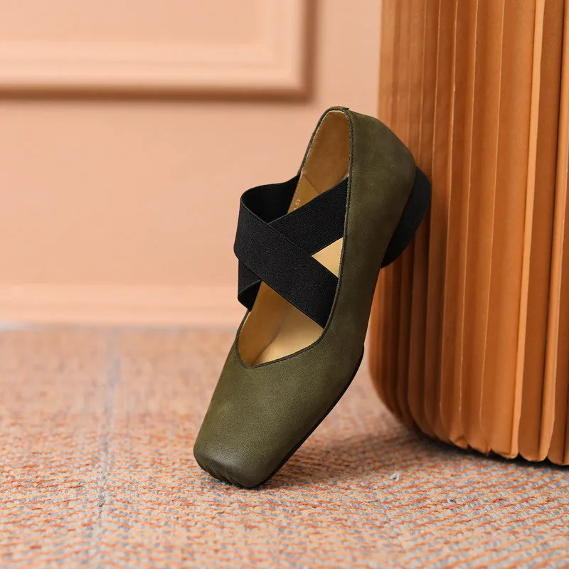 Demi Green Square toe Ballet Flats