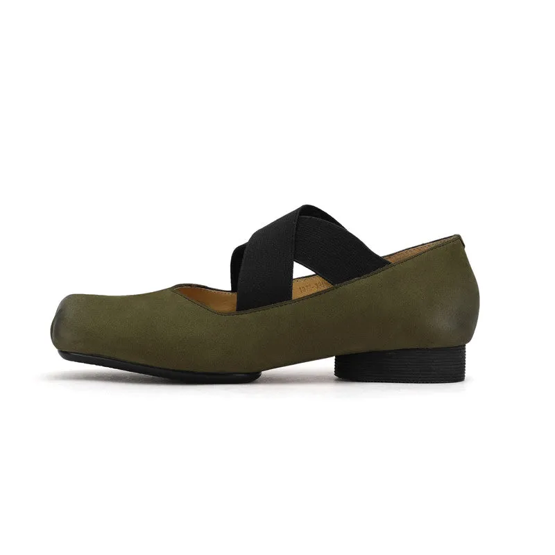 Demi Green Square toe Ballet Flats