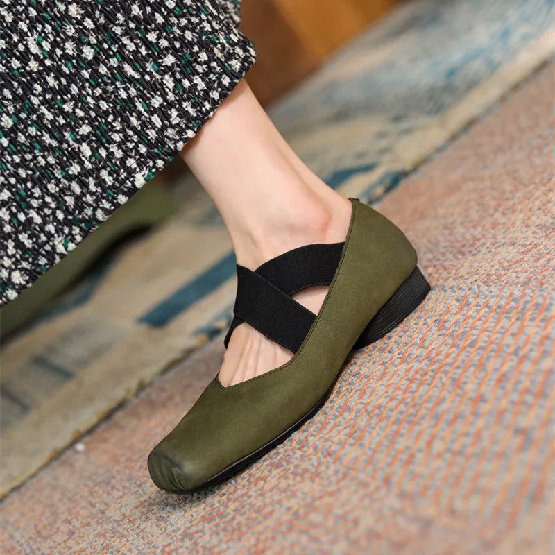 Demi Green Square toe Ballet Flats
