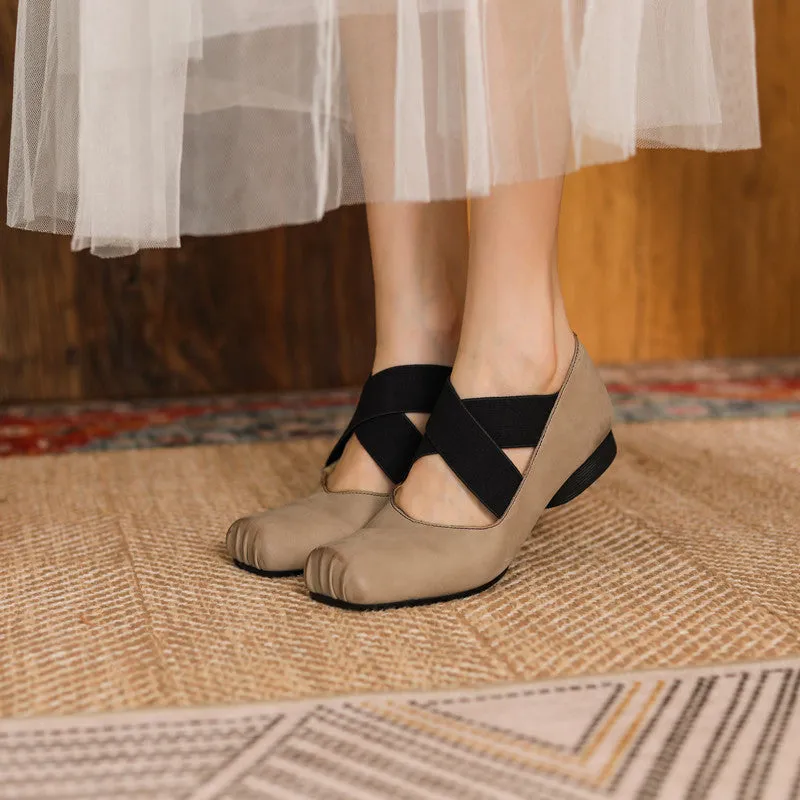 Demi Nude Square toe Ballet Flats