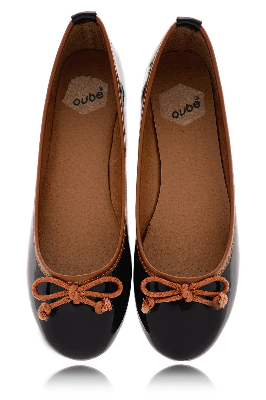 DEUX COULEUR Black Patent Ballerinas
