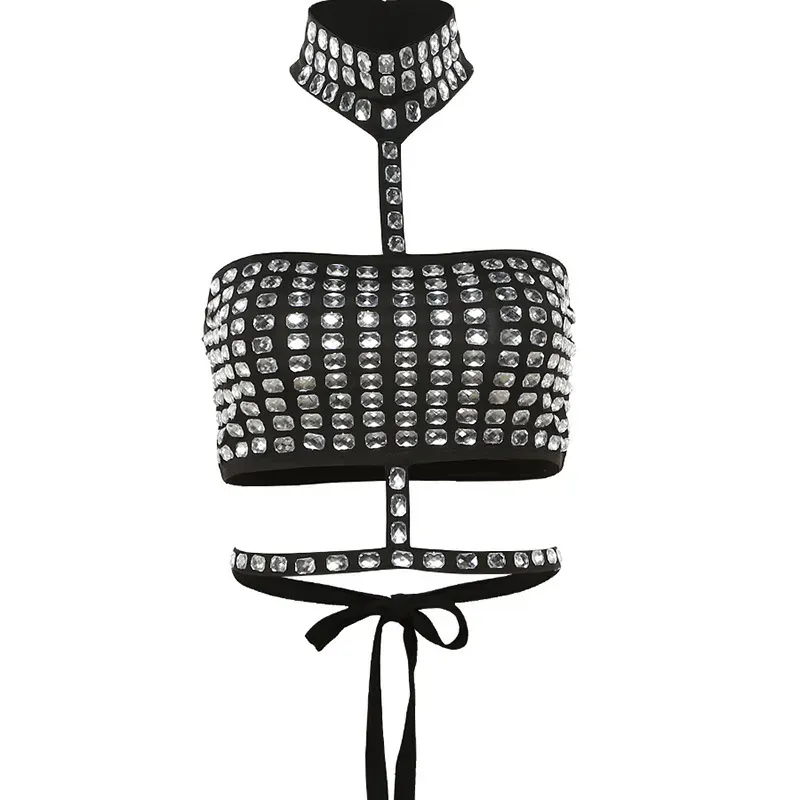 Diamond Dazzle Studded Strapless Tie Top