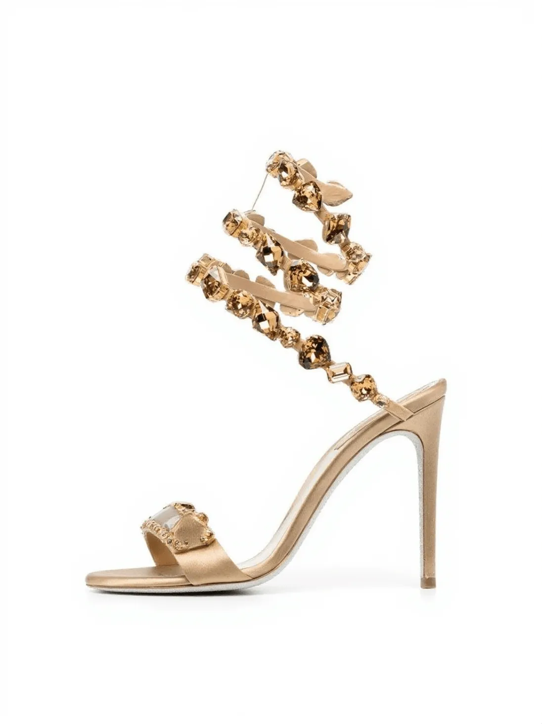 Elyra Snake Rhinestone Sandals In Gold